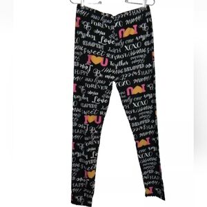 Black I Love You Stretch Leggings